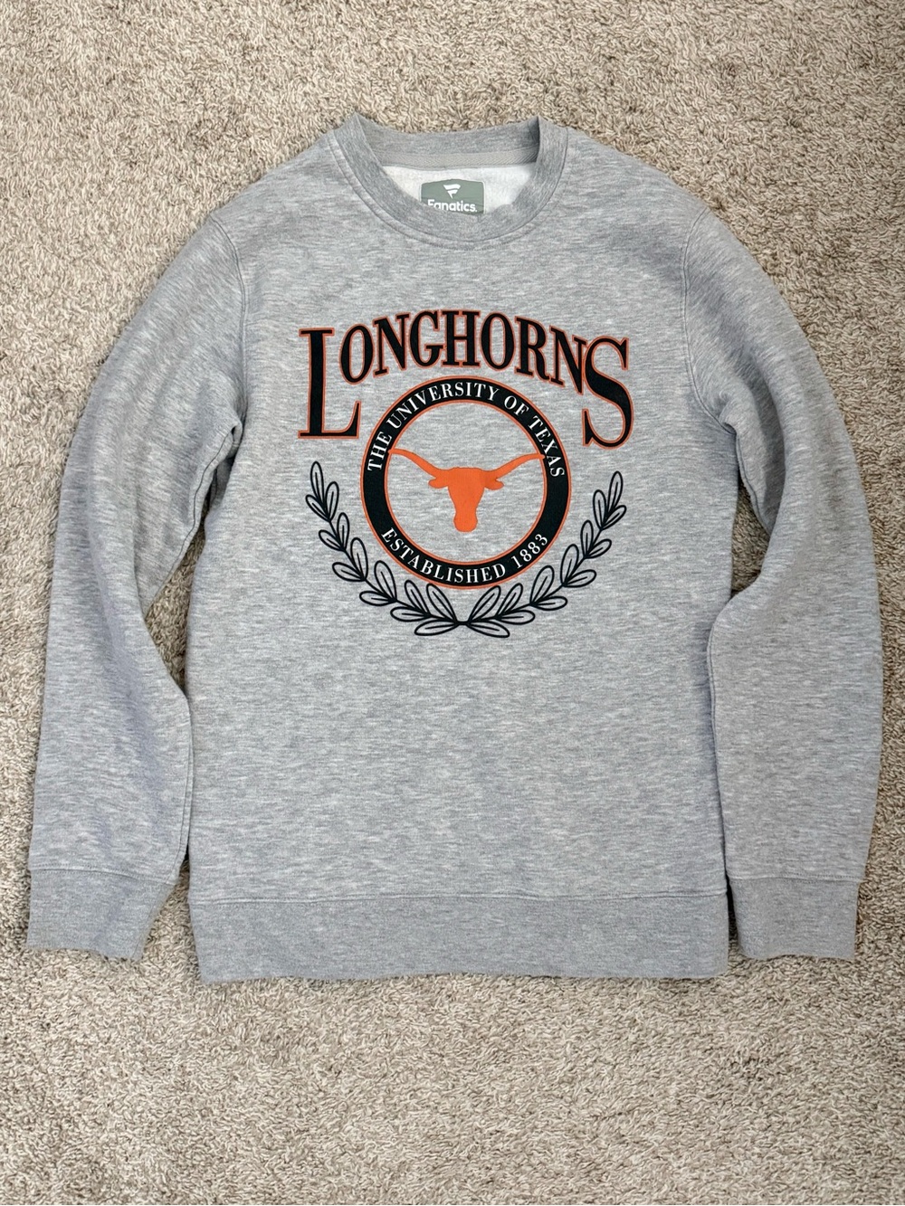 Fanatics Gray Longhorns Crewneck Sweatshirt with Orange Logo